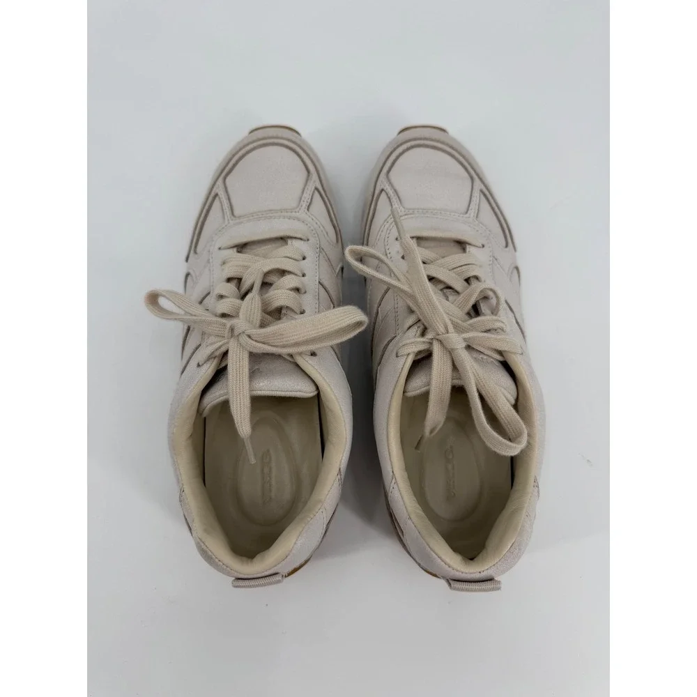Vince Leather Low Top Sneakers Cream Off White Gum Sole Lace Up Trainers
